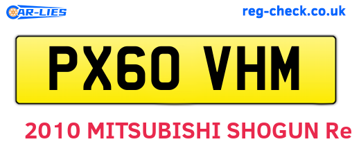 PX60VHM are the vehicle registration plates.