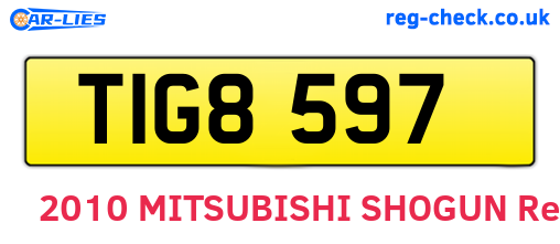 TIG8597 are the vehicle registration plates.