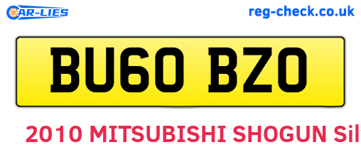 BU60BZO are the vehicle registration plates.