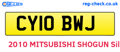 CY10BWJ are the vehicle registration plates.
