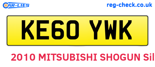 KE60YWK are the vehicle registration plates.