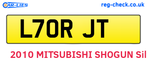 L70RJT are the vehicle registration plates.