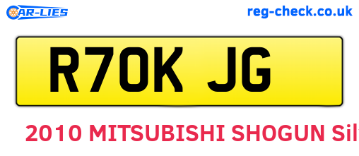 R70KJG are the vehicle registration plates.