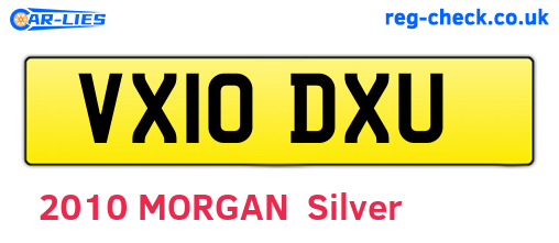 VX10DXU are the vehicle registration plates.