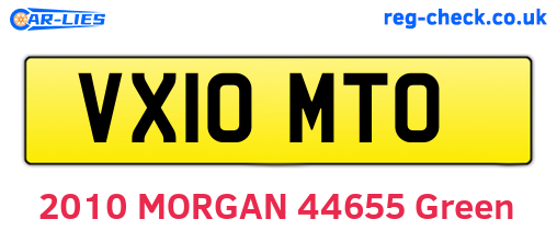 VX10MTO are the vehicle registration plates.