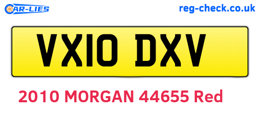 VX10DXV are the vehicle registration plates.