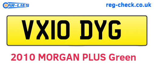 VX10DYG are the vehicle registration plates.