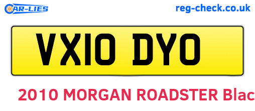 VX10DYO are the vehicle registration plates.