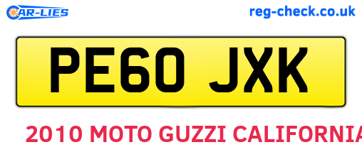 PE60JXK are the vehicle registration plates.