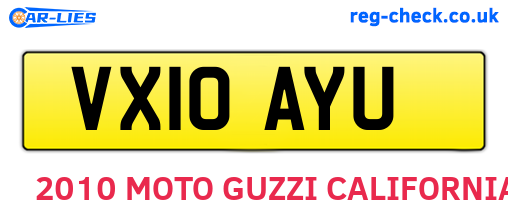 VX10AYU are the vehicle registration plates.