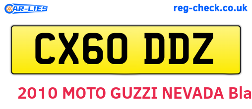 CX60DDZ are the vehicle registration plates.