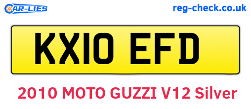 KX10EFD are the vehicle registration plates.
