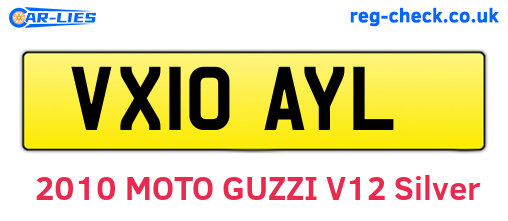 VX10AYL are the vehicle registration plates.