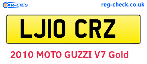 LJ10CRZ are the vehicle registration plates.