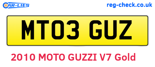 MT03GUZ are the vehicle registration plates.
