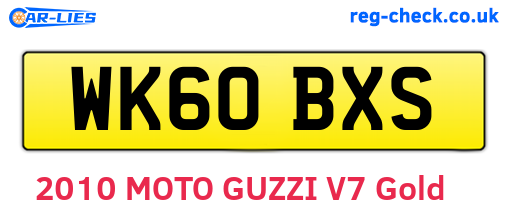 WK60BXS are the vehicle registration plates.