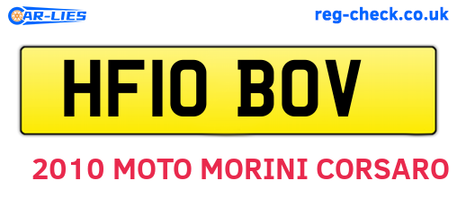 HF10BOV are the vehicle registration plates.
