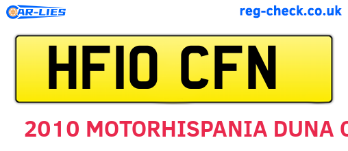 HF10CFN are the vehicle registration plates.