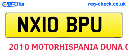 NX10BPU are the vehicle registration plates.
