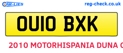 OU10BXK are the vehicle registration plates.