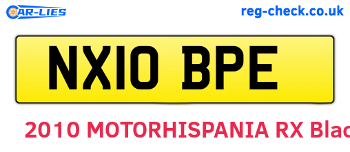 NX10BPE are the vehicle registration plates.