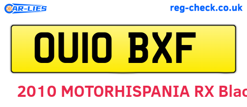 OU10BXF are the vehicle registration plates.