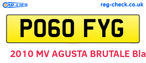 PO60FYG are the vehicle registration plates.