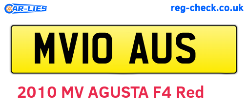 MV10AUS are the vehicle registration plates.