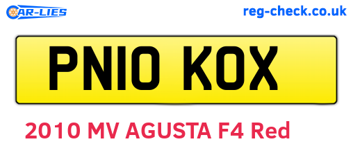 PN10KOX are the vehicle registration plates.