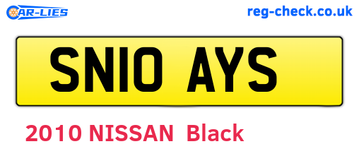 SN10AYS are the vehicle registration plates.