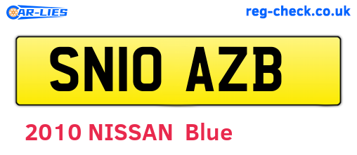 SN10AZB are the vehicle registration plates.