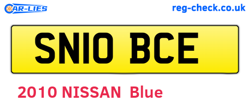 SN10BCE are the vehicle registration plates.
