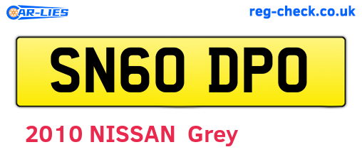 SN60DPO are the vehicle registration plates.