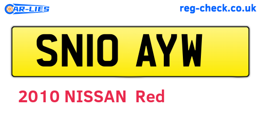 SN10AYW are the vehicle registration plates.