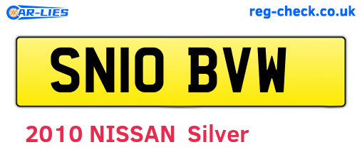 SN10BVW are the vehicle registration plates.