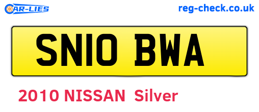 SN10BWA are the vehicle registration plates.