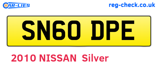SN60DPE are the vehicle registration plates.