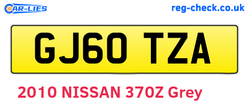 GJ60TZA are the vehicle registration plates.
