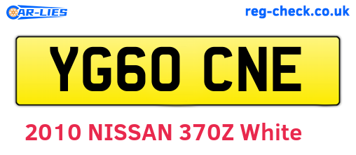 YG60CNE are the vehicle registration plates.