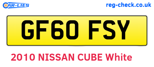 GF60FSY are the vehicle registration plates.