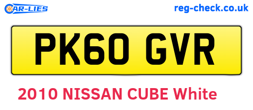 PK60GVR are the vehicle registration plates.