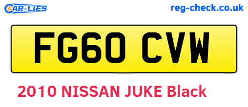 FG60CVW are the vehicle registration plates.