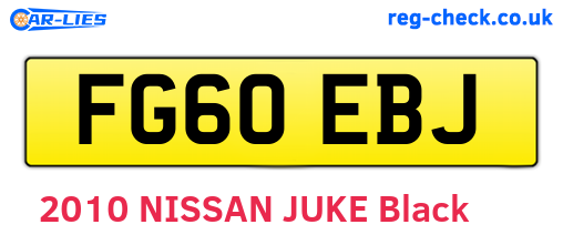 FG60EBJ are the vehicle registration plates.