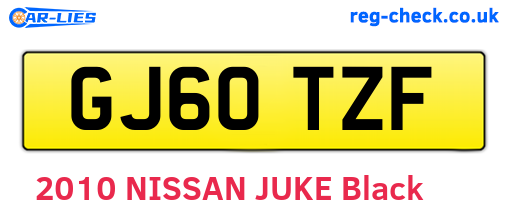 GJ60TZF are the vehicle registration plates.