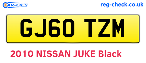 GJ60TZM are the vehicle registration plates.