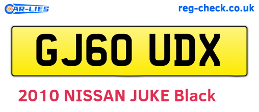 GJ60UDX are the vehicle registration plates.