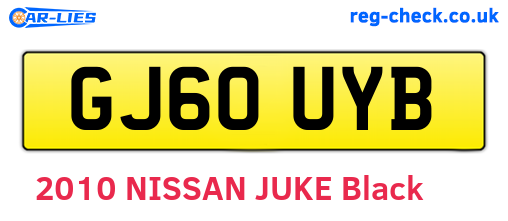 GJ60UYB are the vehicle registration plates.