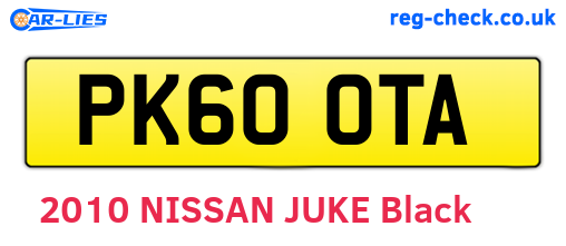 PK60OTA are the vehicle registration plates.