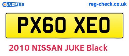 PX60XEO are the vehicle registration plates.