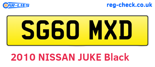SG60MXD are the vehicle registration plates.